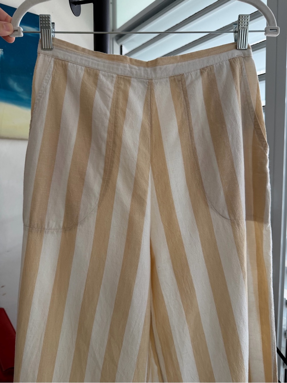 Billabong Beige and White Vertical Stripe Chinos